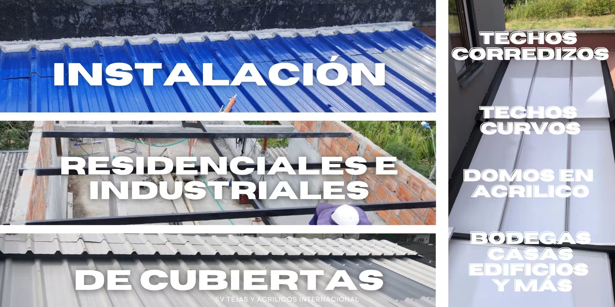 banner principal de sv tejas y acrilicos internacional con la frase: 'Todo en un solo lugar'