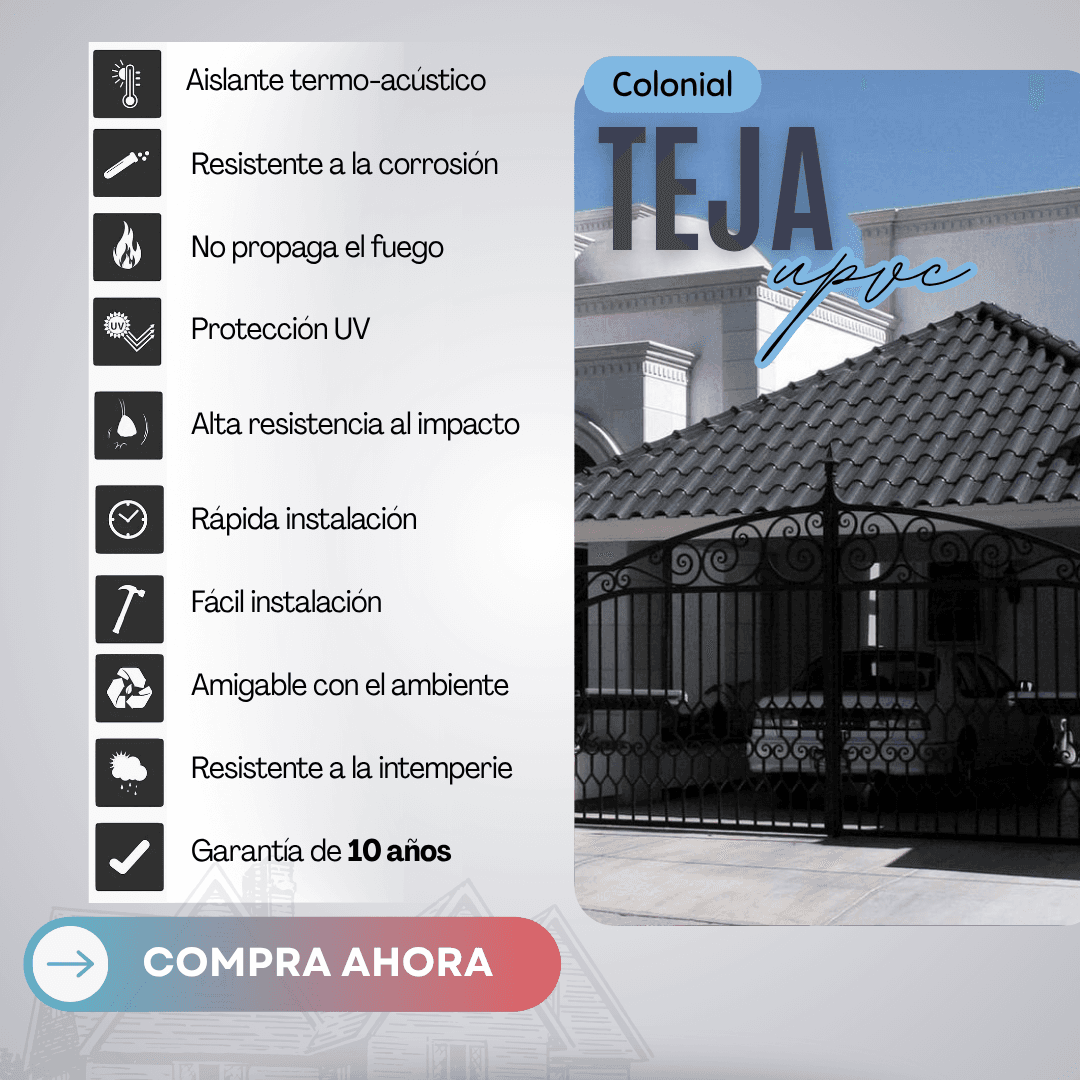 1 Teja Colonial Gris Marengo Upvc Termoacústica - Imagen 3